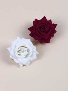 2pcs Flower Decor Hair Clip Valentine's Day Accessories - Multicolor - View 4