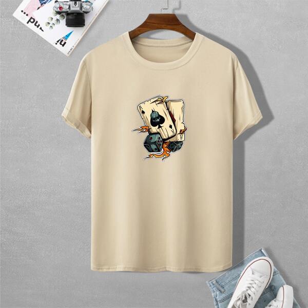 

Men Playing Cards Print Tee, Khaki