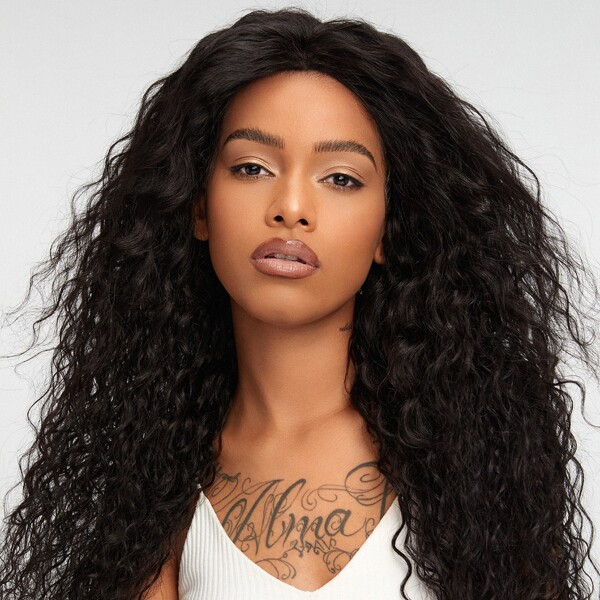 

13*4 Lace Front 150% Water Wave Curly Human Hair Wig, Black