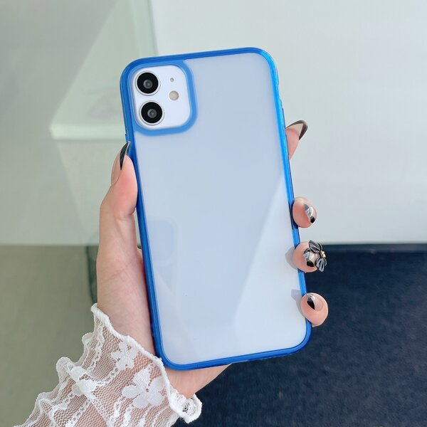 

Contrast Frame Clear Phone Case, Blue