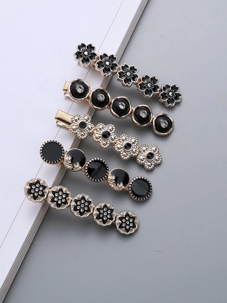 5pcs Flower Decor Hair Clip Vintage Valentine's Day Valentines,Hair Accessories,Hair Barrettes Hair Clips Hair Claws, School Stuff, Head Accessories, Hairpin,Summer,Holiday,Travel