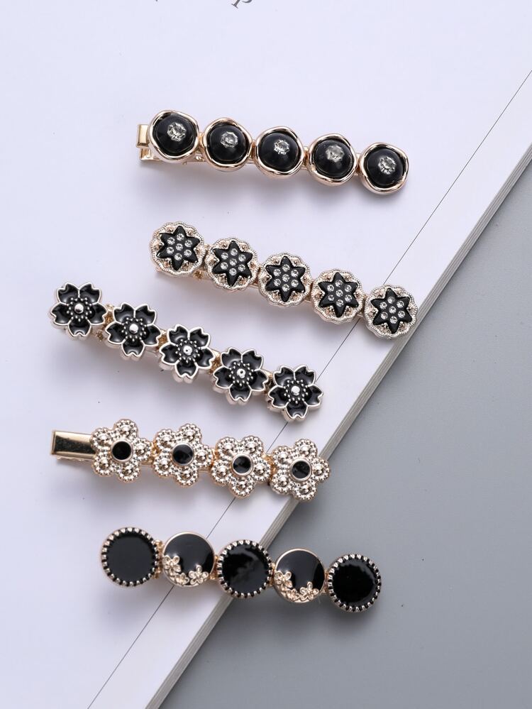 5pcs Flower Decor Hair Clip Vintage Valentine's Day Valentines,Hair Accessories,Hair Barrettes Hair Clips Hair Claws, School Stuff, Head Accessories, Hairpin,Summer,Holiday,Travel