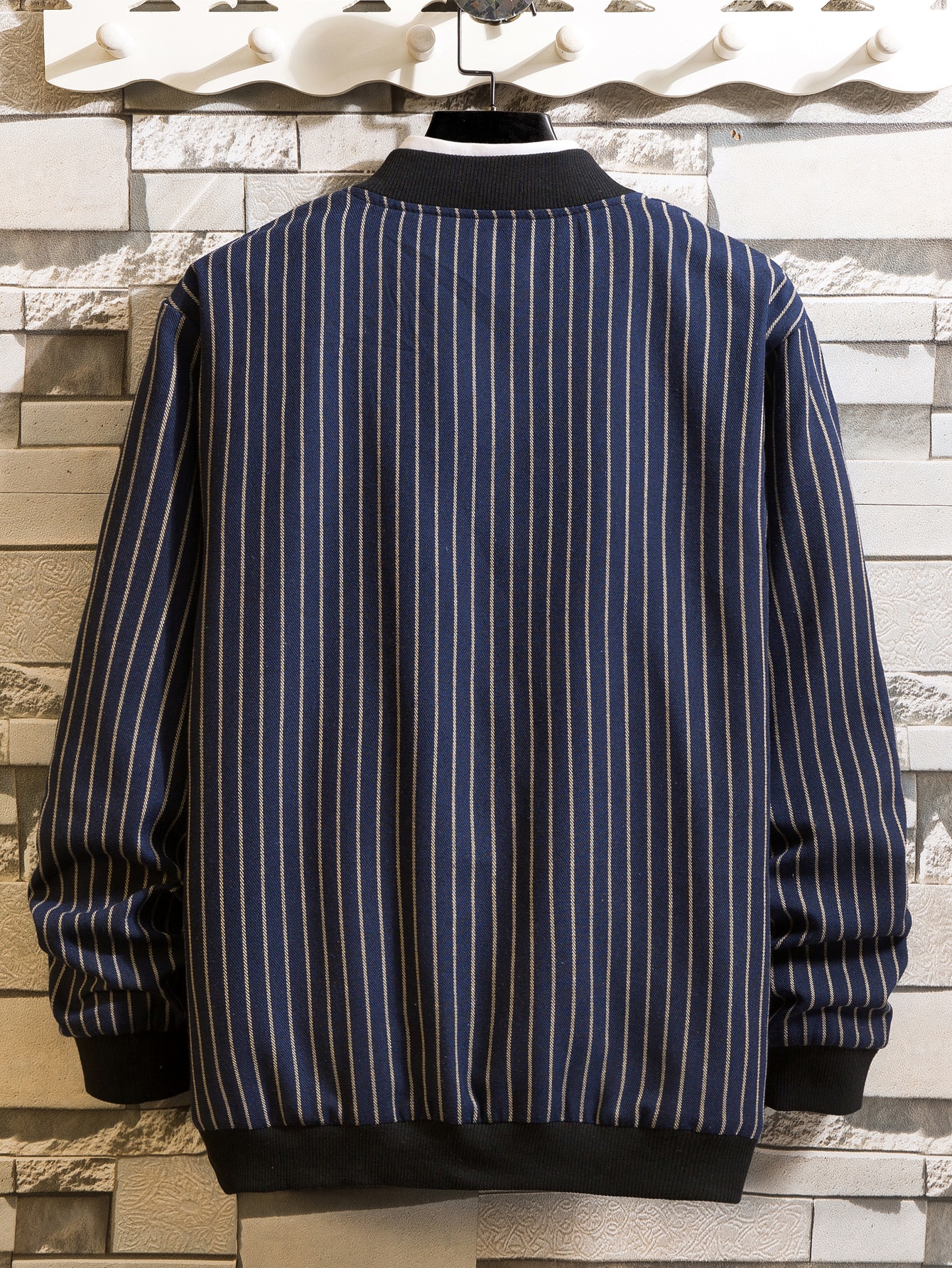 Manfinity Men Vertical Striped Snap Button Bomber Jacket SHEIN UK