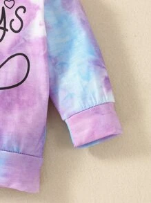 Baby Girl Letter Graphic Tie Dye Hoodie With Sweatpants