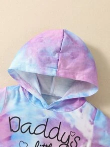 Baby Girl Letter Graphic Tie Dye Hoodie With Sweatpants