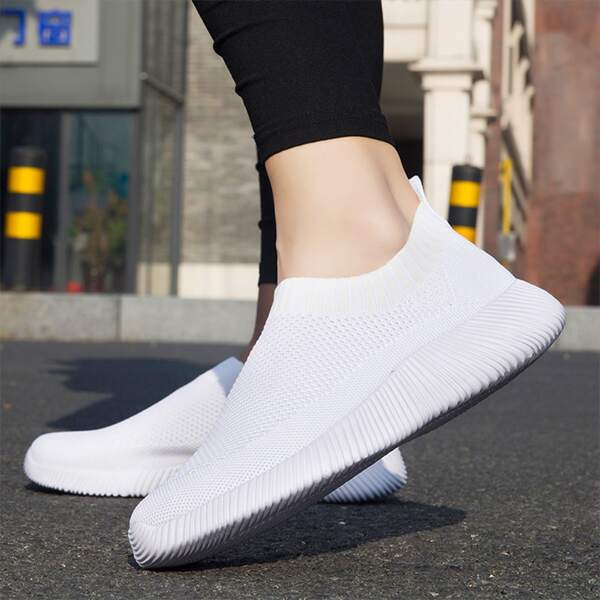 

Breathable Slip On Running Shoes, White