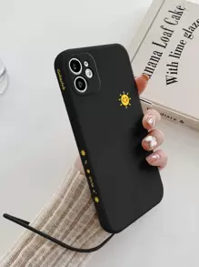 Cartoon Sun Phone Case With Lanyard Compatible With IPhone 11,IPhone 13,IPhone 14 Pro Max - Black - View 2