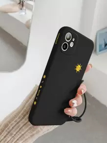 Cartoon Sun Phone Case With Lanyard Compatible With IPhone 11,IPhone 13,IPhone 14 Pro Max - Black - View 3