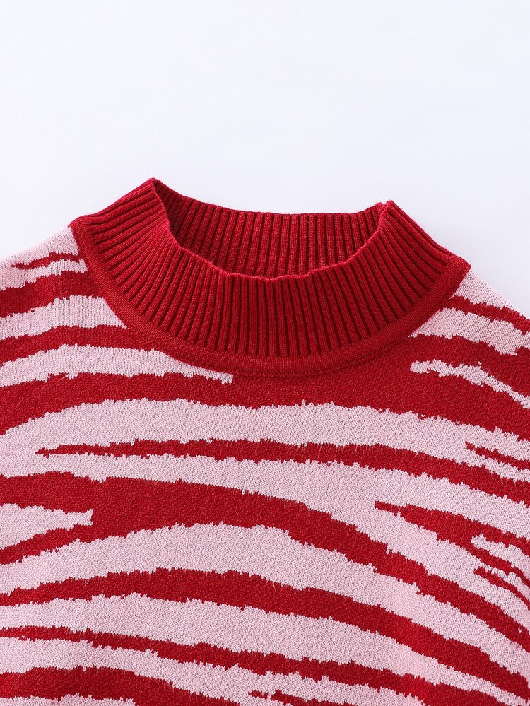 Toddler Girls All Over Print Drop Shoulder Sweater