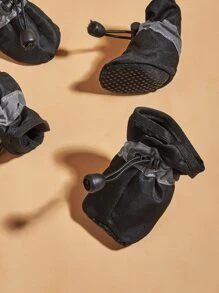 4 đôi Giày thú cưng phản quang - màu đen - Xem 4