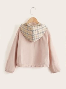 SHEIN Girls Zip Up Hooded Jacket - Baby Pink - View 2