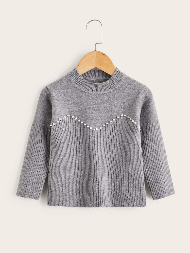 Niñitas Jersey con cuenta de perla - Gris Claro - Añade 1