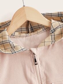 SHEIN Girls Zip Up Hooded Jacket - Baby Pink - View 4