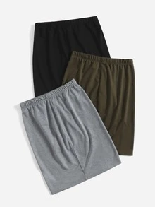 SHEIN Unity 3 piezas Falda unicolor con abertura - Multicolor - Ver 2