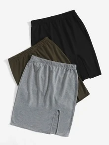 SHEIN Unity 3 piezas Falda unicolor con abertura - Multicolor - Ver 5