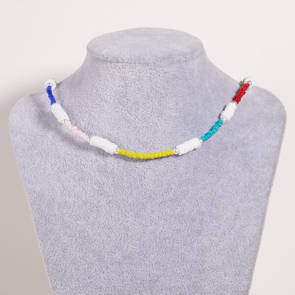 

Color Block Beaded Necklace, Multicolor