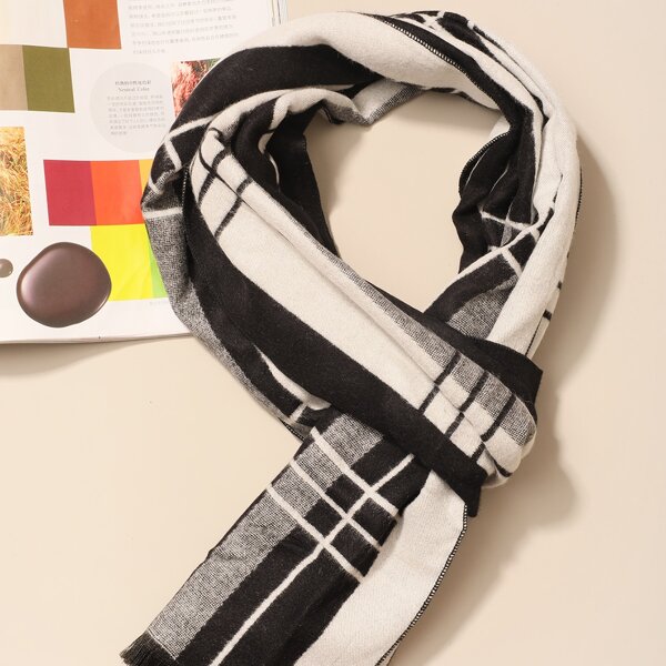 

Men Raw Hem Plaid Scarf, Multicolor