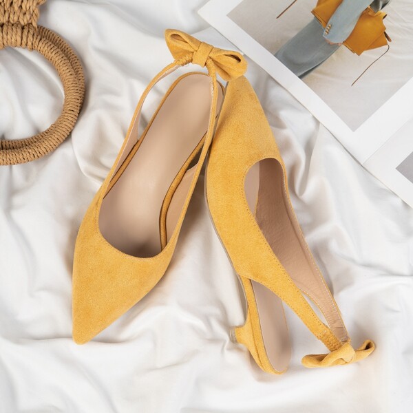 

Minimalist Bow Decor Slingback Flats, Yellow