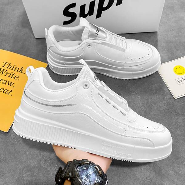 

Men Colorblock Lace-up Front Sneakers, White