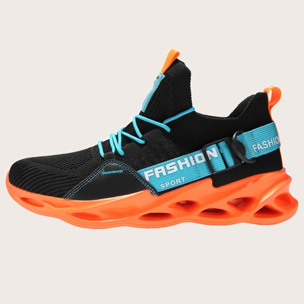 

Men Letter Graphic Breathable Lace-up Front Running Shoes, Orange
