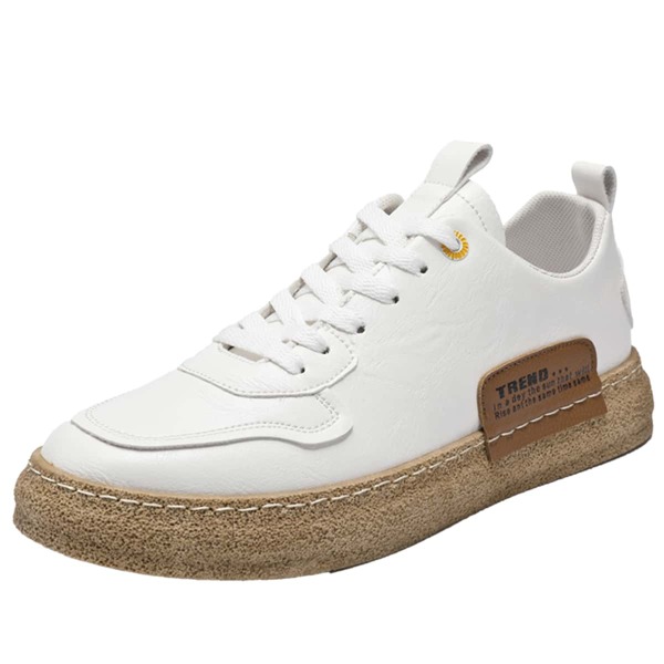 

Men Letter Patch Lace-up Front Skate Shoes, White