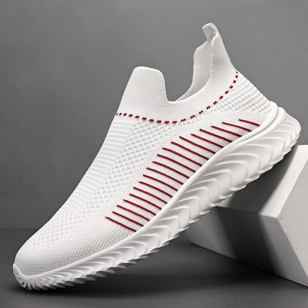 

Men Slip On Knit Running Shoes, White