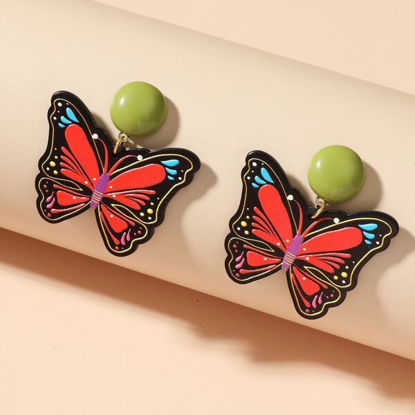 

Butterfly Charm Drop Earrings, Multicolor