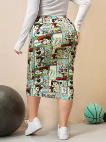 SHEIN EZwear Plus Comic Print Pencil Skirt