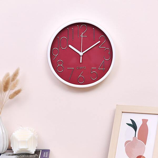 

1pc Digital Wall Clock, Burgundy