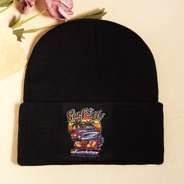 

Letter Graphic Beanie, Black