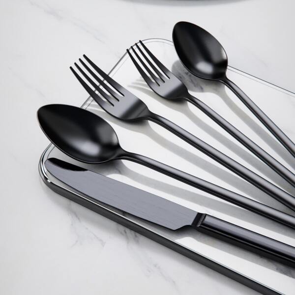 

1set Stainless Steel Cutlery, Black