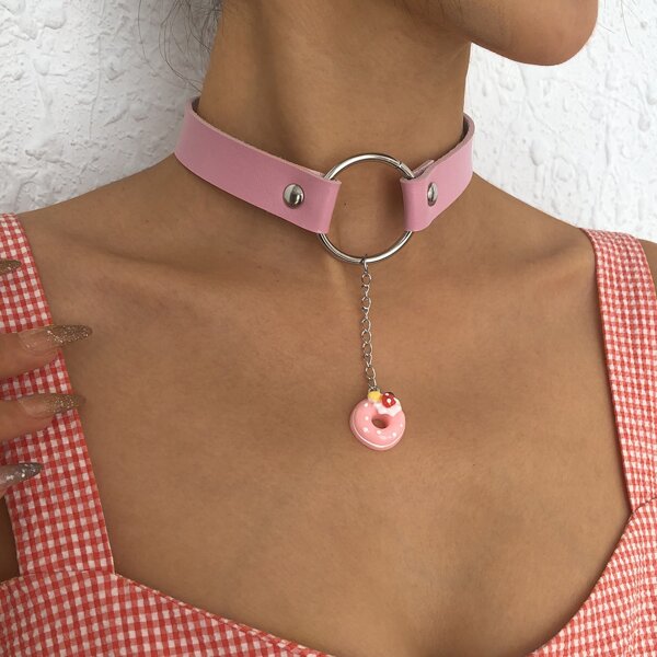 

Donuts Charm Choker, Pink