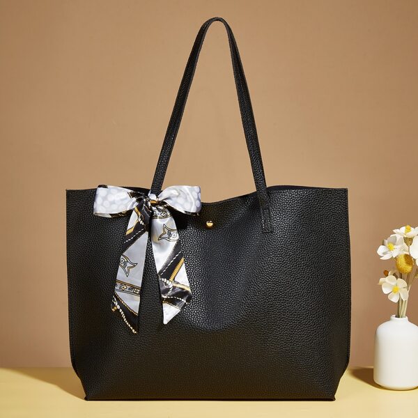 

Twilly Scarf Decor Tote Bag, Black