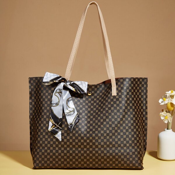

Twilly Scarf Decor Geo Graphic Tote Bag, Multicolor