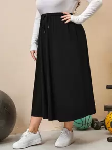 Mulvari Plus Drawstring Waist Slant Pockets Skirt