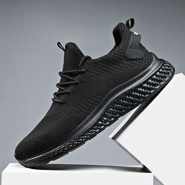 

Men Minimalist Lace-up Front Running Shoes, Black