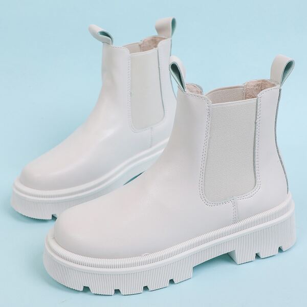 

Minimalist Chunky Chelsea Boots, Beige