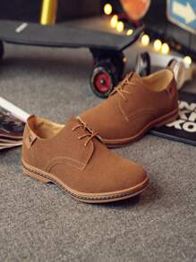 男士極簡風格前繫帶男士正裝鞋 - 棕色 - 查看 1