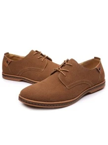 男士極簡風格前繫帶男士正裝鞋 - 棕色 - 查看 4