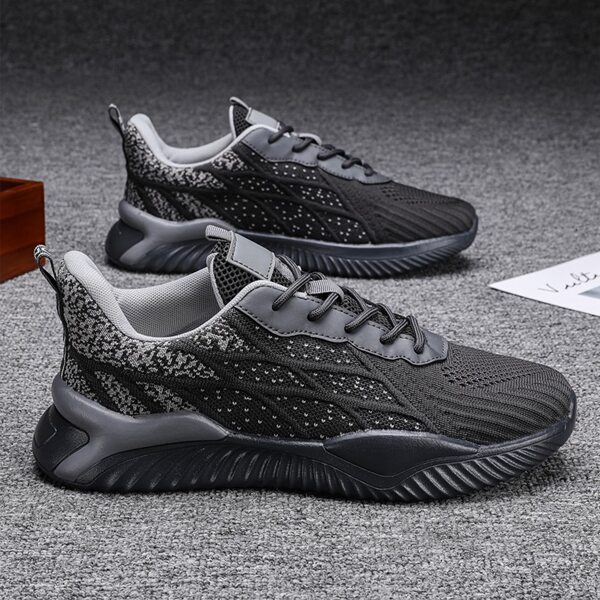 

Men Lace-up Front Knit Sneakers, Grey