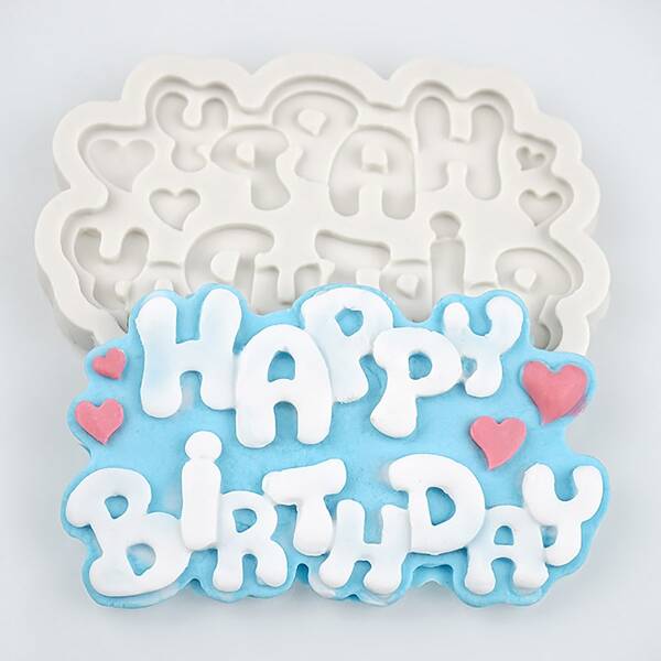 

1pc Slogan Graphic Silicone Mold, White