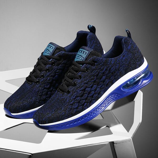 

Men Air Cushion Design Breathable Running Shoes, Black