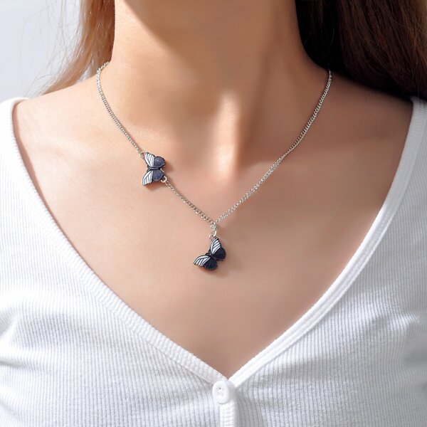 

Butterfly Charm Necklace, Multicolor