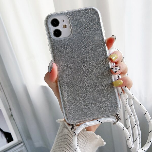 

Glitter Phone Case With Lanyard, Grey
