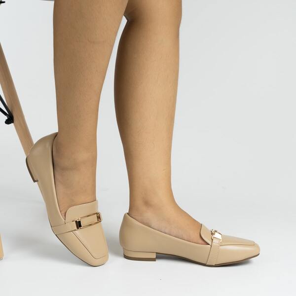

Square Toe Slip On Loafers, Apricot