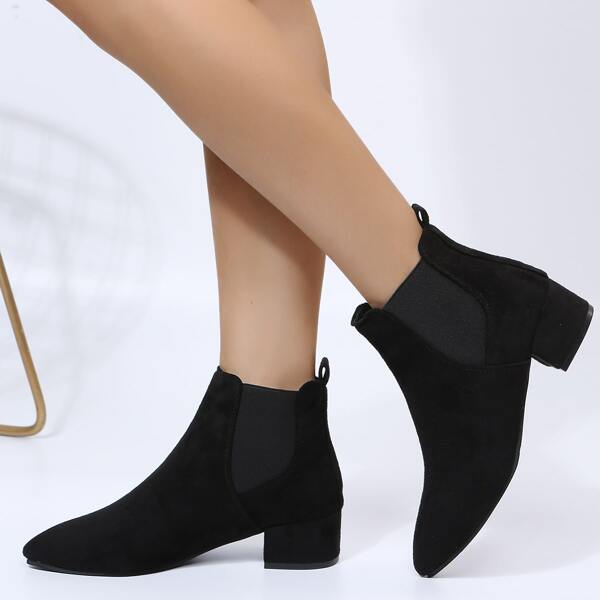

Suede Slip On Chunky Chelsea Boots, Black