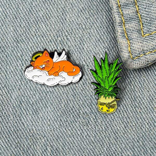 

2шт Брошь в форме ананаса, Многоцветный