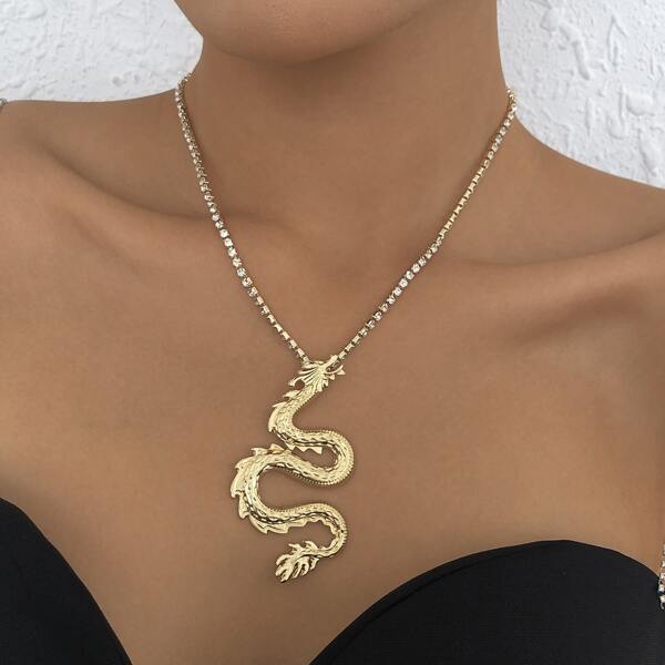 

Chinese Dragon Charm Necklace, Gold