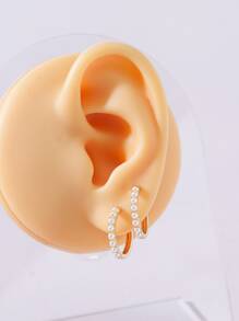 Bông tai giả ngọc trai trang trí vòng - Nhiều màu - Xem 2