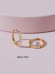 Bông tai giả ngọc trai trang trí vòng - Nhiều màu - Xem 3